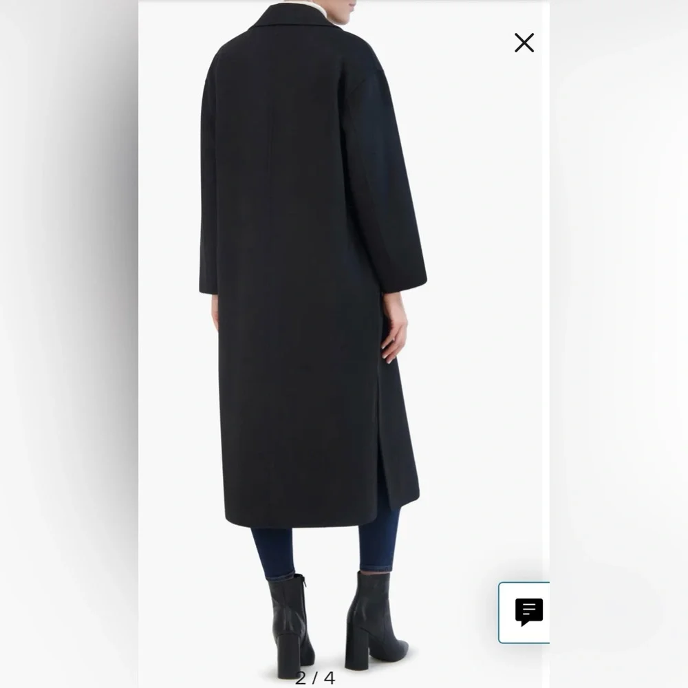 Rebecca Minkoff Relaxed Double Face Black Wool Blend Coat-M - Picture 4 of 11